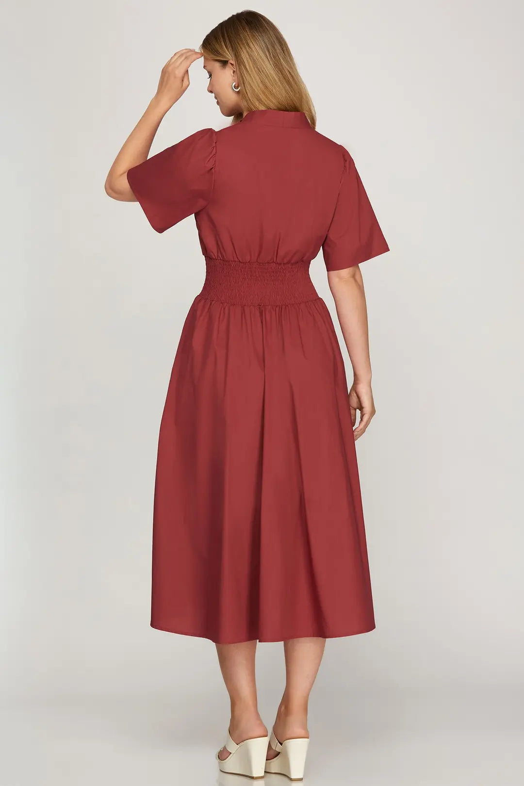 Front Zip Midi in Red