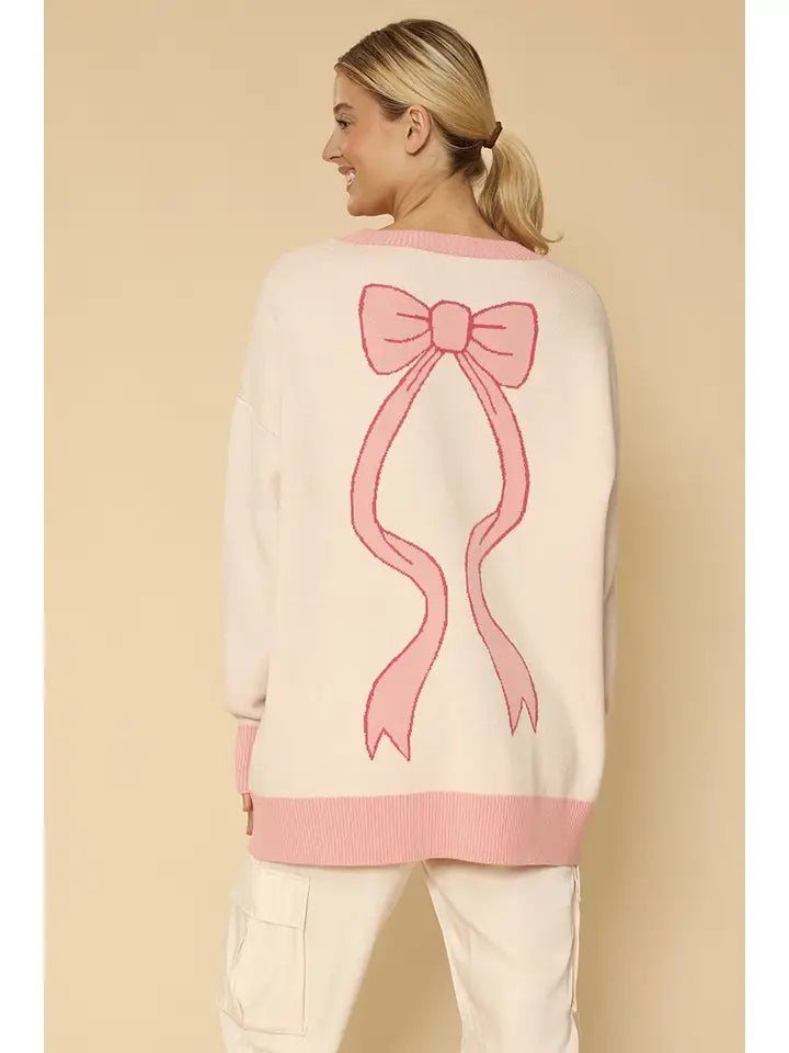 Oversized Bow Varsity Sweater