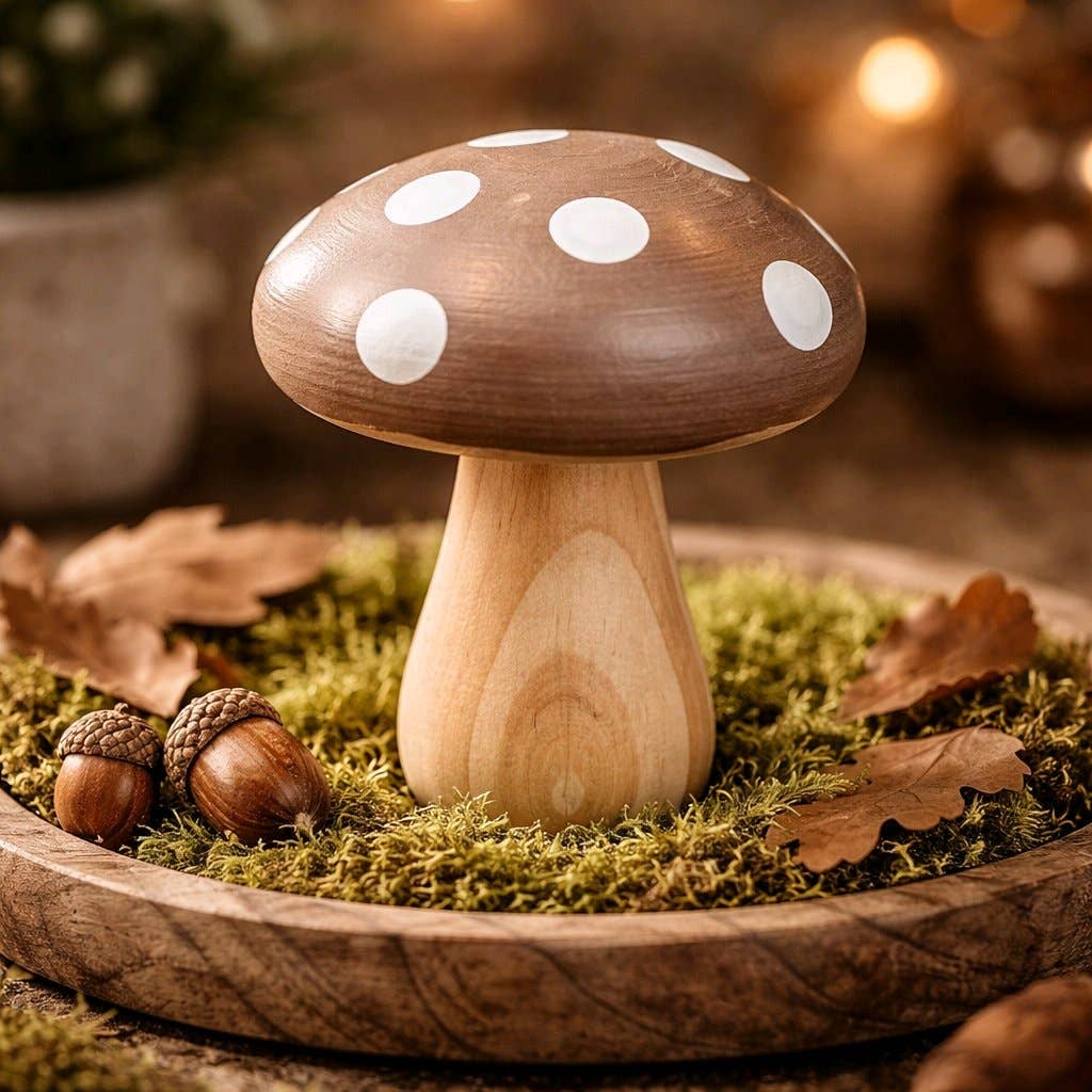 Mini Brown Wooden Mushroom 3.5in