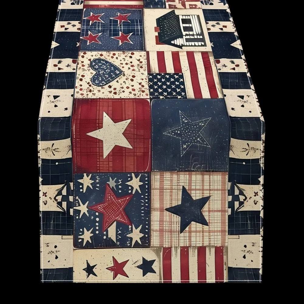 Rustic Americana Table Runner 6 ft – Stars & Stripes Patriotic Home Décor