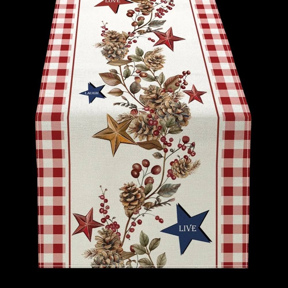 Rustic Americana Table Runner 6 ft – Stars & Stripes Patriotic Home Décor