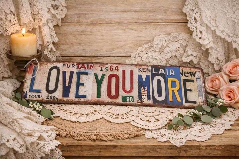 12" Love You More Metal Sign
