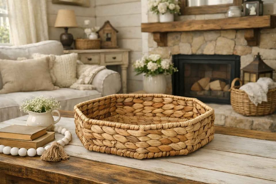 14" Hand Woven Sea Grass Basket