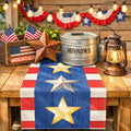 Rustic Patriotic Table Runner – Americana Stars & Farmhouse Red White Blue Décor