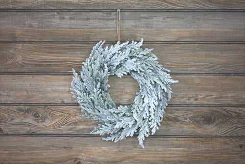 12" Frosted Cedar Berry Wreath | Winter Farmhouse Door Décor