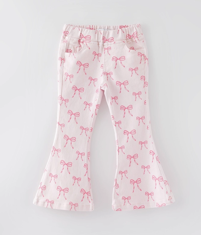 Pink Bow Flare Girl's Pants