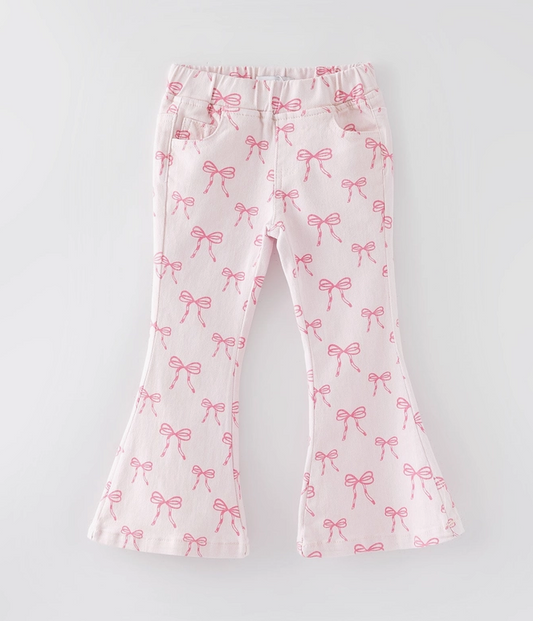 Pink Bow Flare Girl's Pants