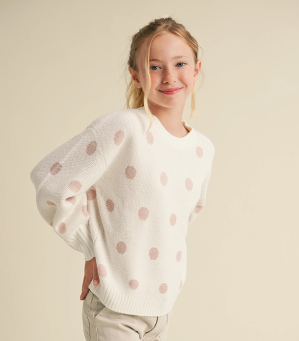 Girl's Pink Dot Sweater