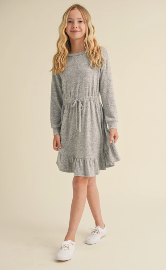 Girl's Long Sleeve Gray Dress