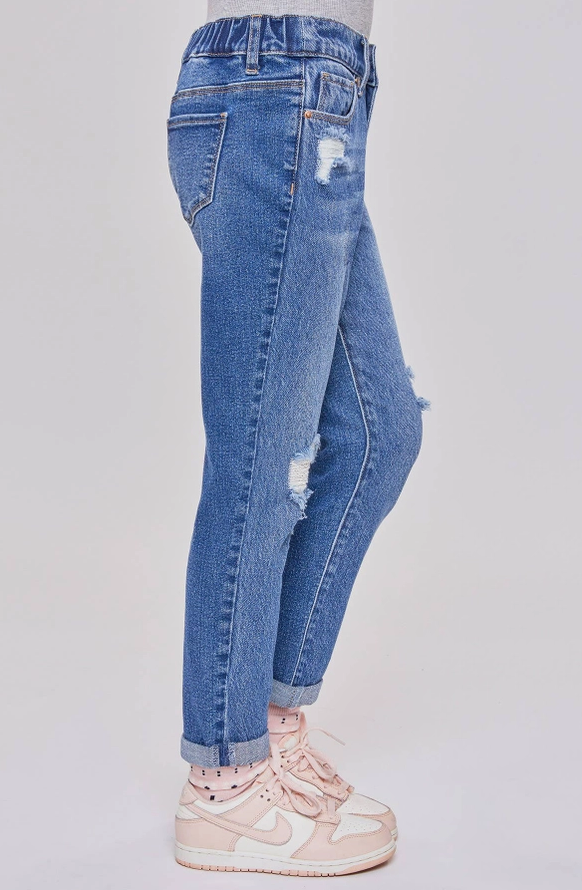 Girl's High-Rise Relaxed Fit Jean with Cuffed Hems