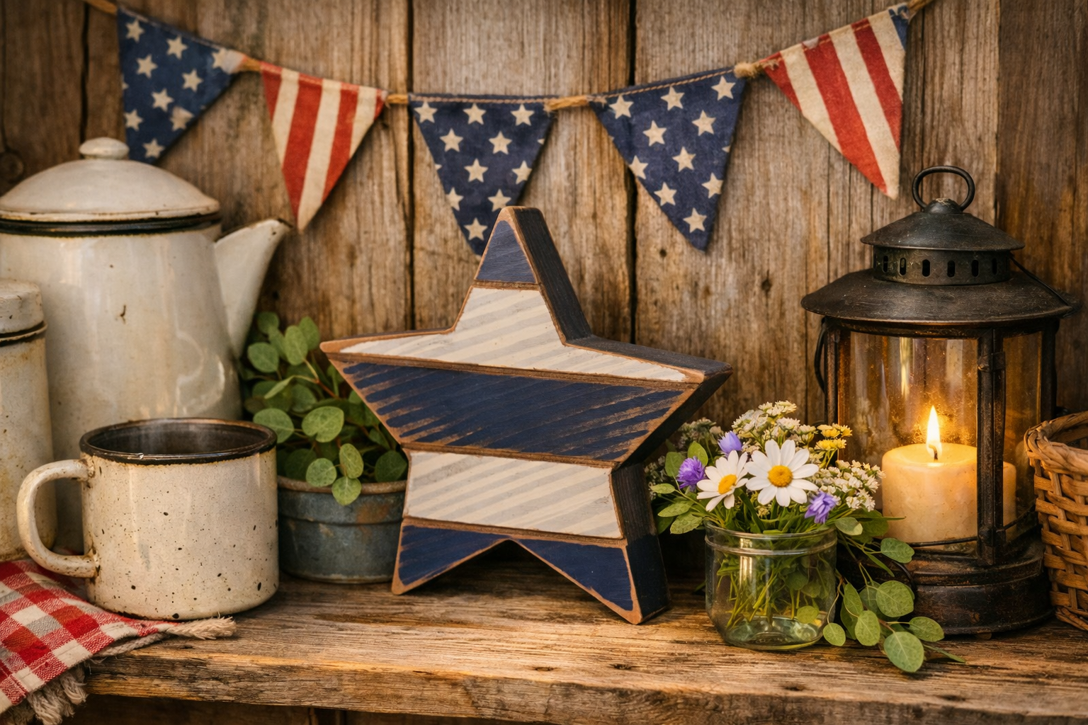 6" Wooden Star Shelf Sitter
