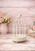 4.36" X 8.46" Farmhouse Style Metal Bird Cage Candle Holder
