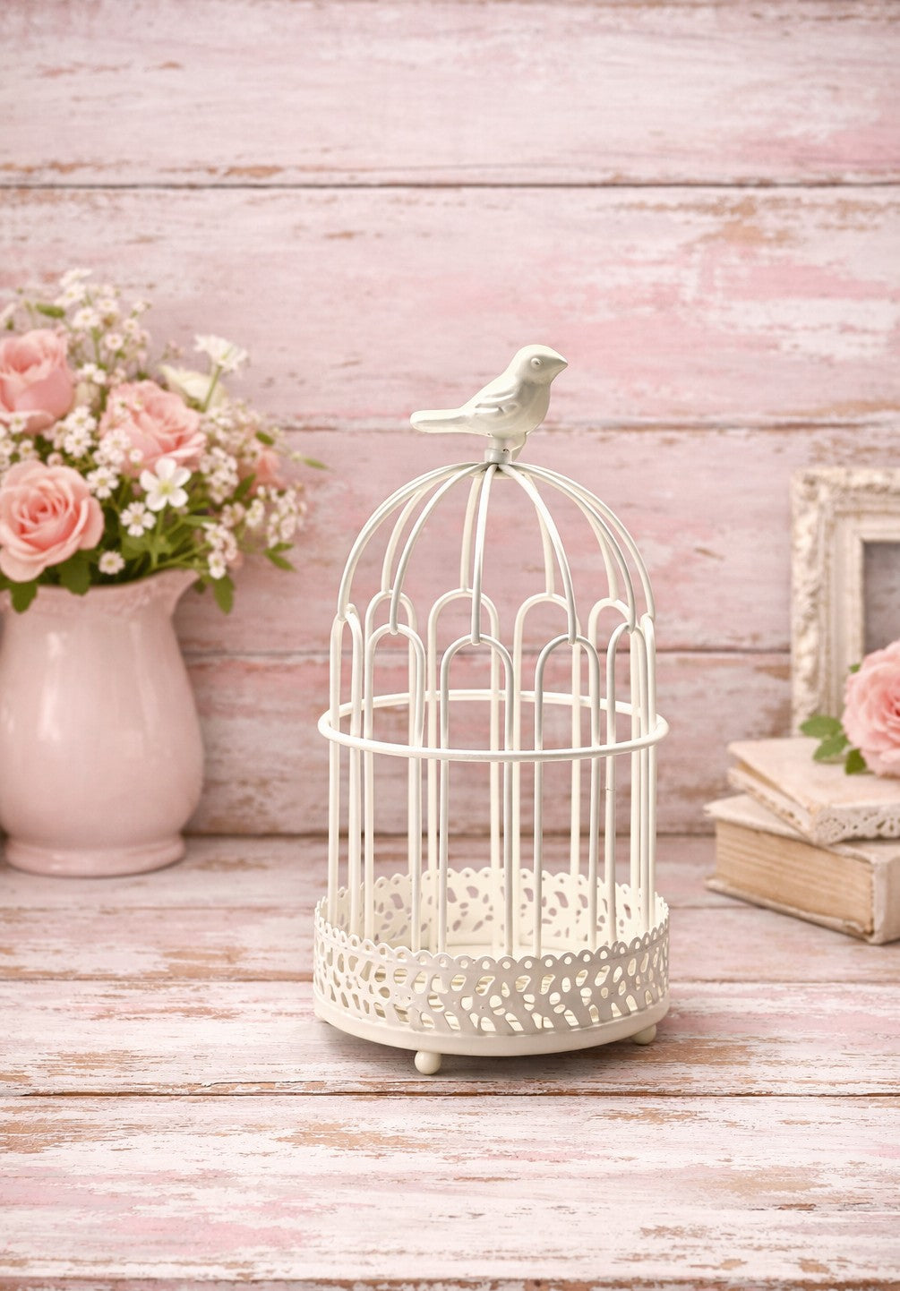 4.36" X 8.46" Farmhouse Style Metal Bird Cage Candle Holder