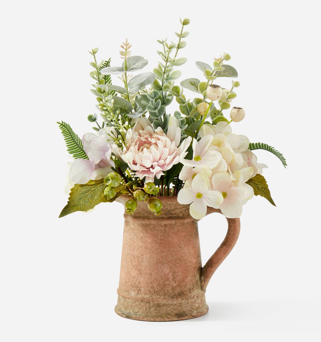 Artificial Floral Bouquet w/Vase, Cream
