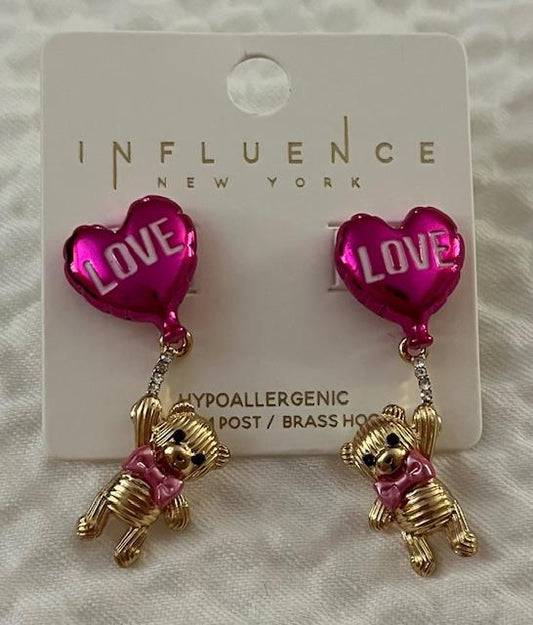 Valentine's Love Bear Earrings