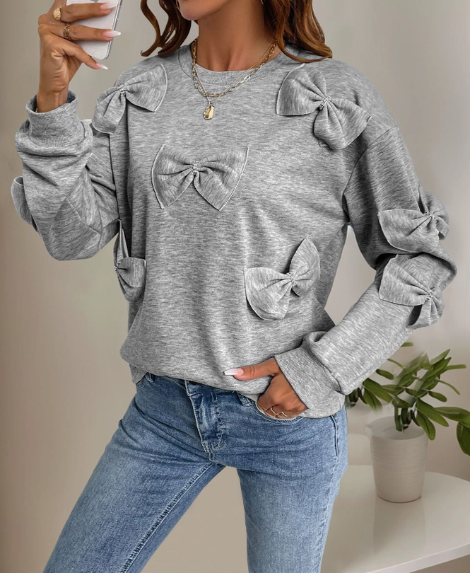 Casual Crew Gray Bow Sweatshirt