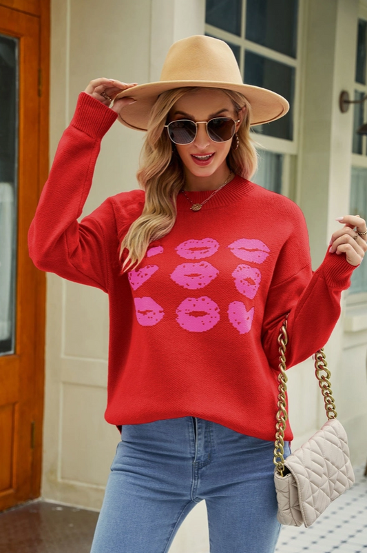 Kiss Pullover Knit Sweater