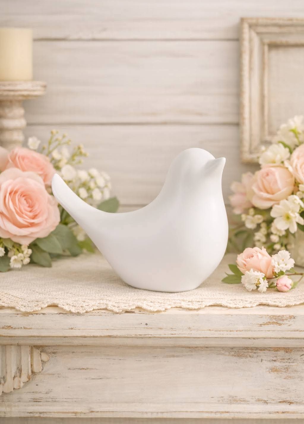2.79" X 2.04" White Ceramic Bird