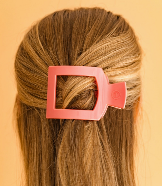 Teleties Calming Coral Square Hair Clip