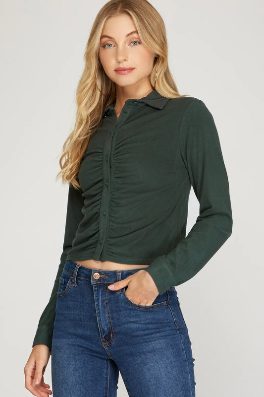 Long Sleeve Scrunched button shirt